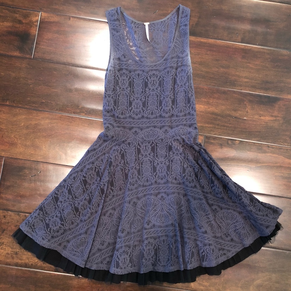 Free People Light grey/blue Lace Dress